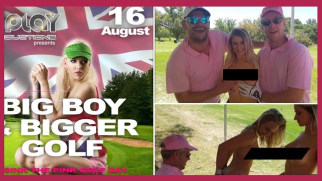 Indigna promo de torneo de golf con mujeres caddies desnudas