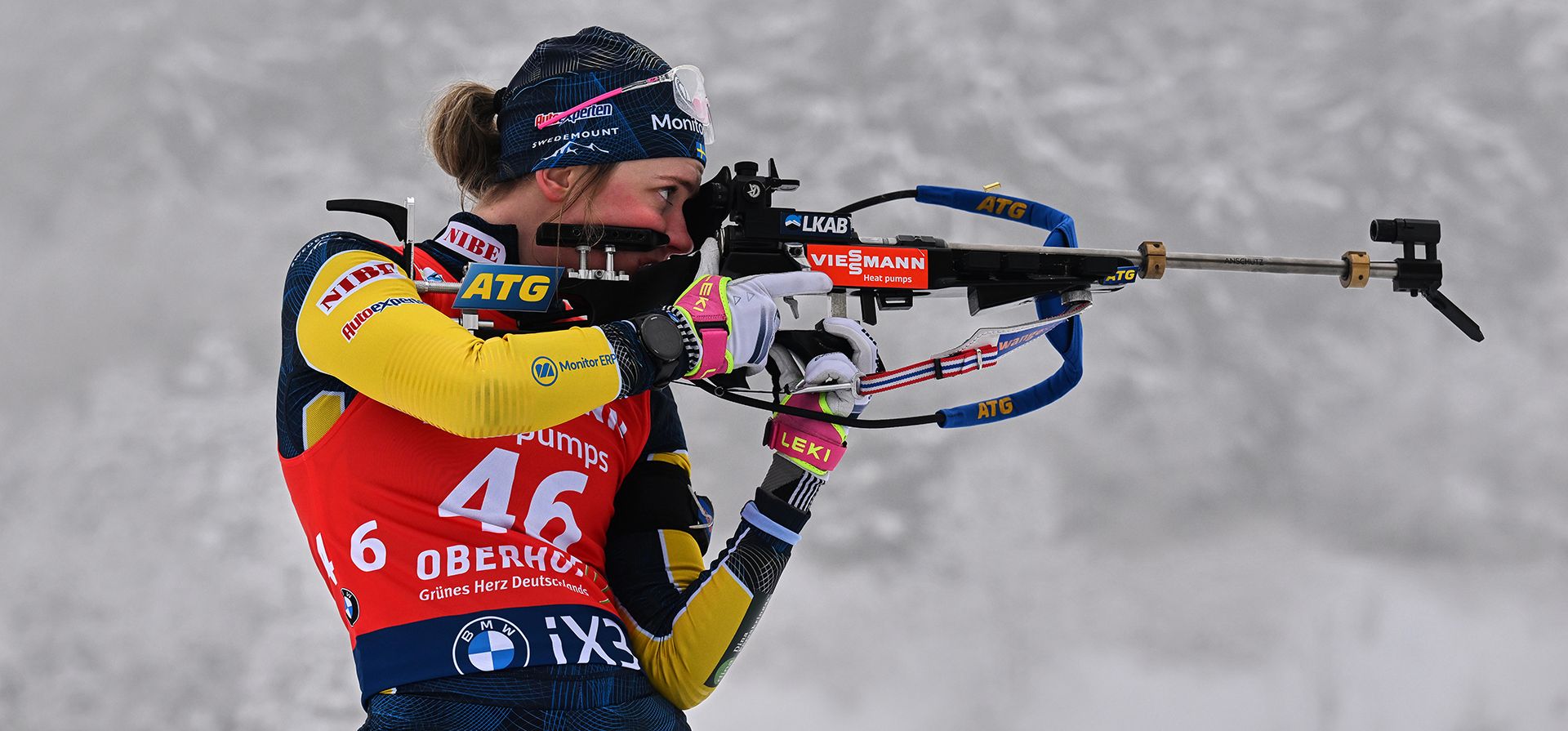 Elvira Oberg de Suecia en el campo de tiro durante la competencia de velocidad femenina de 7,5 km, en la Copa del Mundo de Biatlón en Oberhof, Alemania, el jueves 8 de enero de 2026. (Hendrik Schmidt/dpa vía AP) Elvira Oberg de Suecia en el campo de tiro durante la competencia de velocidad femenina de 7,5 km, en la Copa del Mundo de Biatlón en Oberhof, Alemania, el jueves 8 de enero de 2026. (Hendrik Schmidt/dpa vía AP)