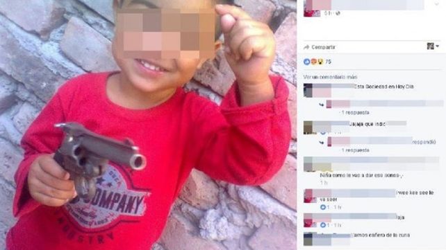 Indignación en San Juan por la foto de un nene armado