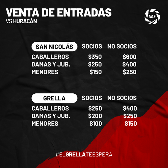 Patronato y la venta de entradas para el partido ante Huracán