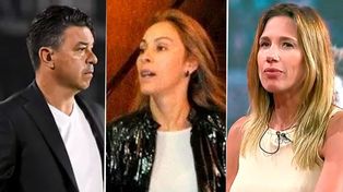 Marcelo Gallardo, su esposa Geraldine La Rosa y la periodista Alina Moine.