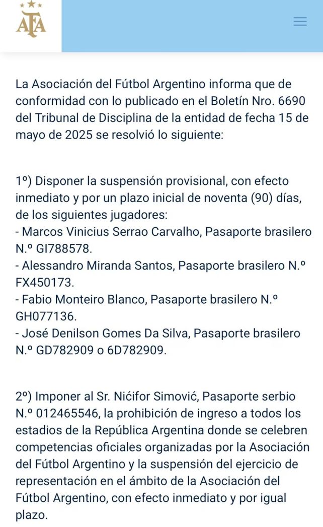 Apuestas ilegales: la AFA suspendió a cuatro jugadores brasileños de El Porvenir