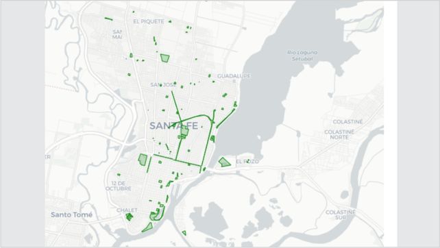 La distribución de los espacios verdes diseñados