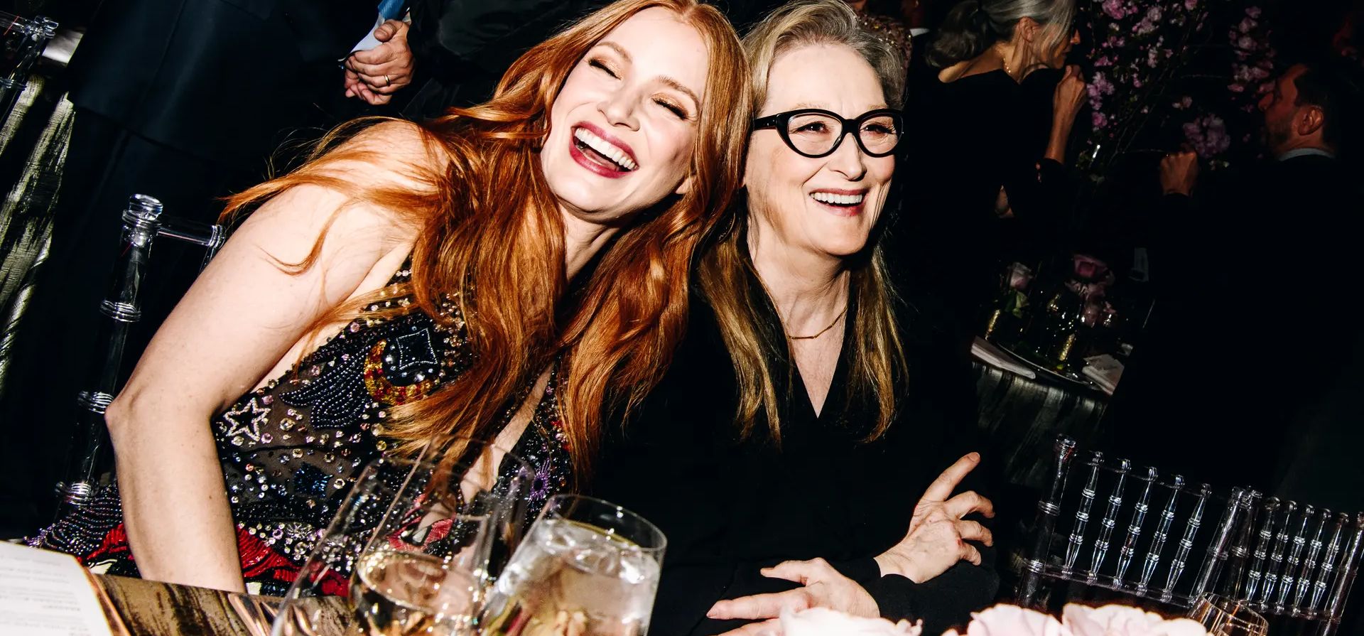 Nueva York, Estados Unidos. Jessica Chastain, y Meryl Streep asisten a la gala de premios Chaplin en Alice Tully Hall. Fotografía: Nina Westervelt/Variety/Getty Images
