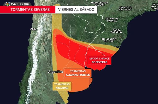 Pronostican tormentas severas para Entre Ríos