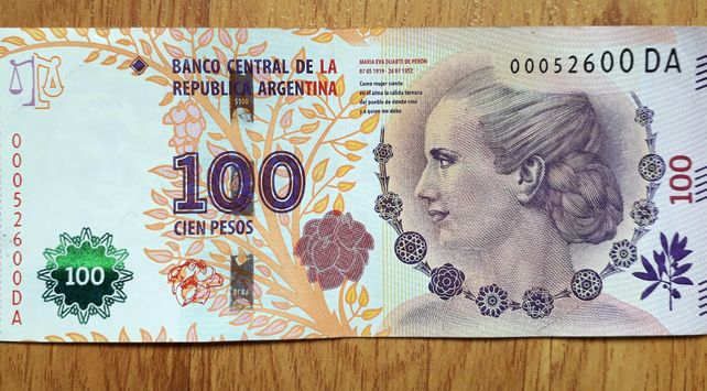 billete evita 100 pesos