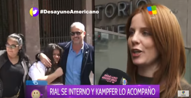 Agustina Kämpfer acompañó a Jorge Rial en el sanatorio donde está internado.