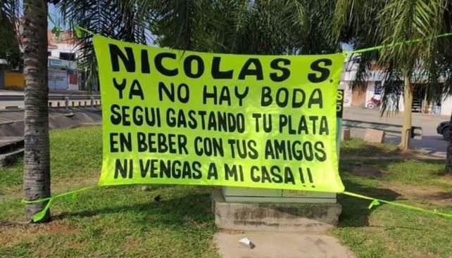 El mensaje. La novia fue contundente con su futuro marido. Un negocio se ofreció a auspiciar el casamiento.