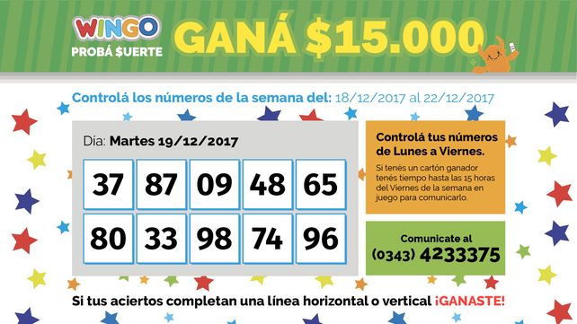 Wingo: Estos son los Números de esta semana