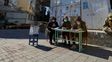 Una mesa de votación en la semidestruida ciudad de Mariupol.&nbsp;