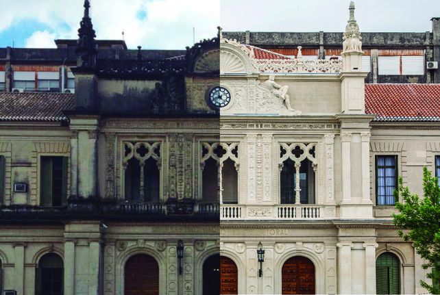 Paso a paso, cómo fue la restauración del grupo escultórico de la Manzana Histórica