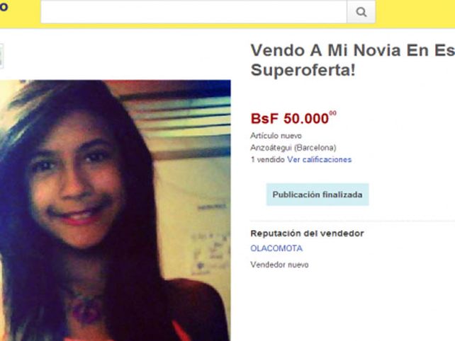 Un hombre vendió a su novia a través de MercadoLibre