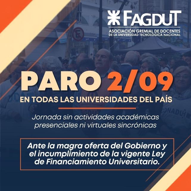 Los docentes de la UTN se suman al paro universitario de este miércoles