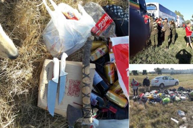 Alcohol, cuchillos y hasta un hacha: colectivos demorados rumbo al clásico en Mendoza