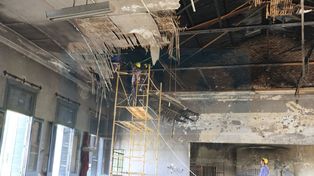 En ruinas. El salón de Música de la escuela paranaense se llevó la peor parte tras el incendio. &nbsp;