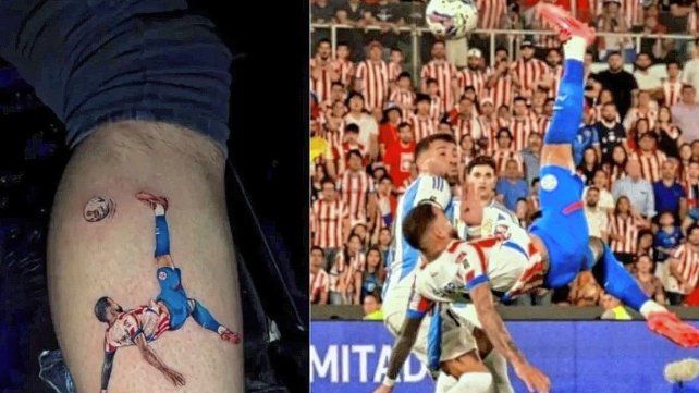 Un hincha de Paraguay no perdió el tiempo y después de la victoria ante Argentina se tatuó la chilena de Sanabria.