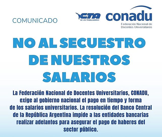 Banco Nación: universidades denuncian retención de salarios