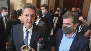 Sergio Massa, presidente de la Cámara de Diputados, y Cristián Ritondo, jefe del bloque del PRO, dos viejos conocidos que deberán pulsear por diferentes intereses en la Cámara baja.