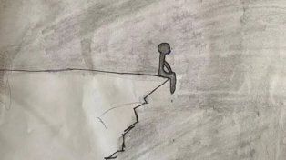 Lucio, amiguito de Facu, logró expresar en su dibujo la sensación de abismo y soledad que siente ante la muerte inesperada