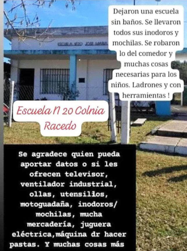 La escuela rural N° 20 de Colonia Racedo