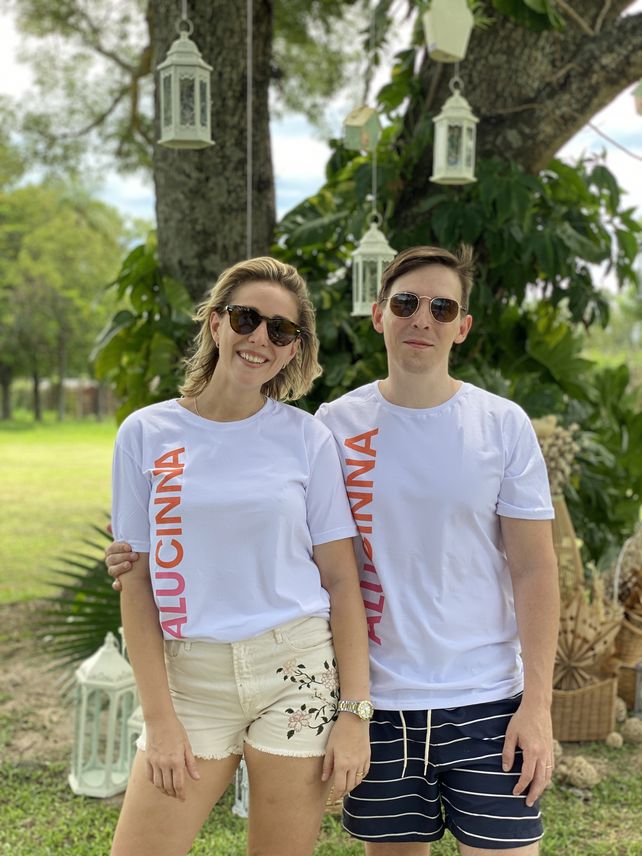Stefani Harvey y Pablo Boue, dueños de la marca de calzados Alucinna.