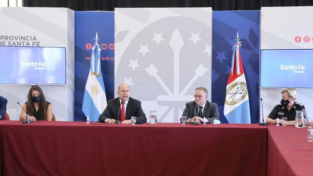 El gobernador Omar Perotti y el ministro de Seguridad Jorge Lagna&nbsp;