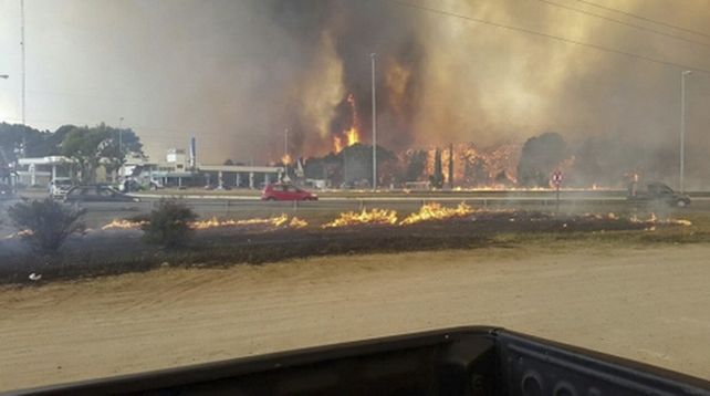 desde la carretera. El fuego