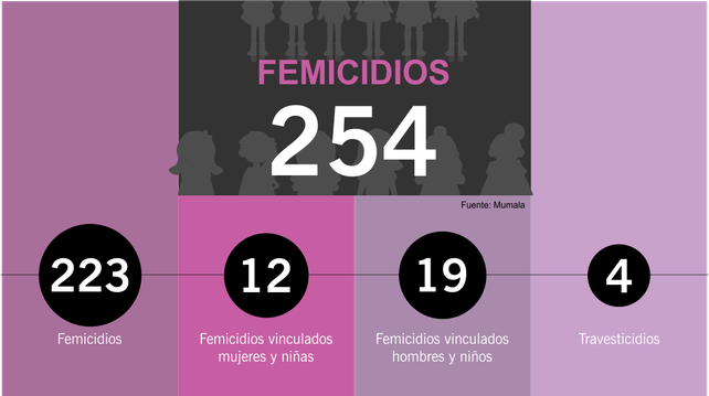 Hubo 254 femicidios en casi once meses, según un relevamiento