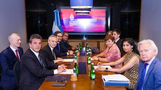 El presidente Alberto Fernández, acompañado por el ministro de Economía, Sergio Massa, se reunieron con la titular del FMI, Kristalina Georgieva.&nbsp;