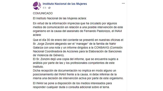 Caso Pastorizzo: Tras la carta de Nahir, desde el INAM debieron aclarar que no intervienen en el caso
