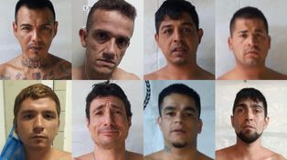 Los ocho presidiarios que se escaparon el domingo a la tarde. Dos fueron recapturados durante la madrugada.