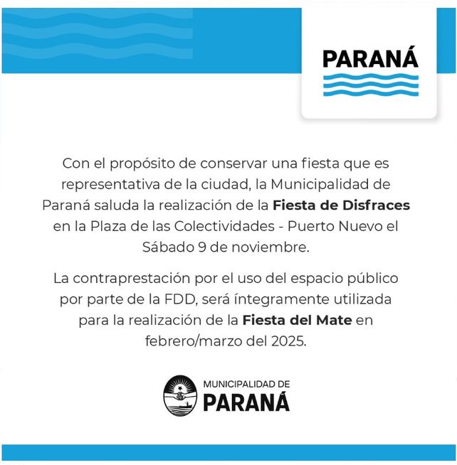 FDD: la Fiesta de Disfraces de Paraná cambia ubicación