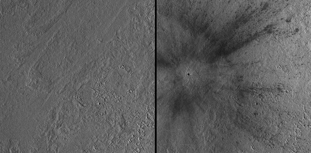 El antes y el despu&eacute;s del lugar donde impact&oacute; el meteorito.