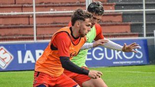 Coronel y Belloti, jugadores de Patronato, en el último entrenamiento.