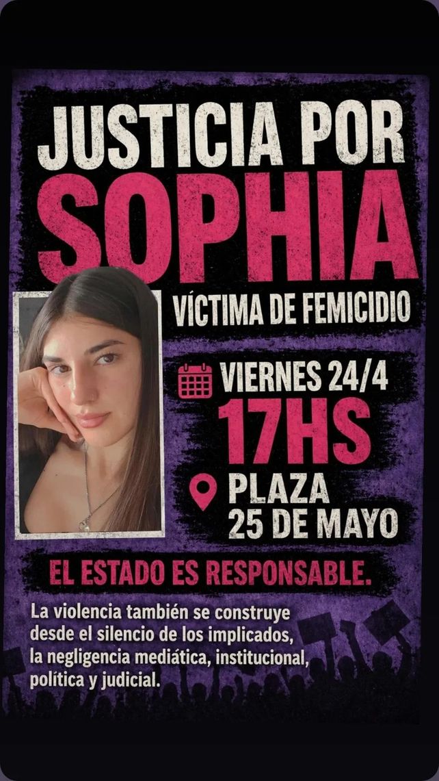 Justicia por Sophia. El flyer que circula en las redes sociales