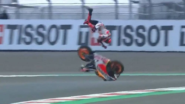 Impactante caída del español Márquez en el MotoGP