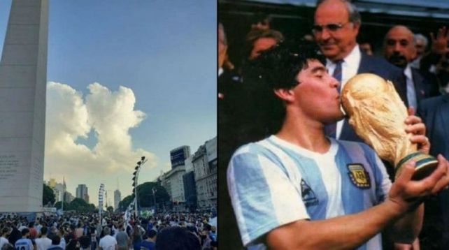 Imagen calcada. Diego Maradona besa la Copa del Mundo.