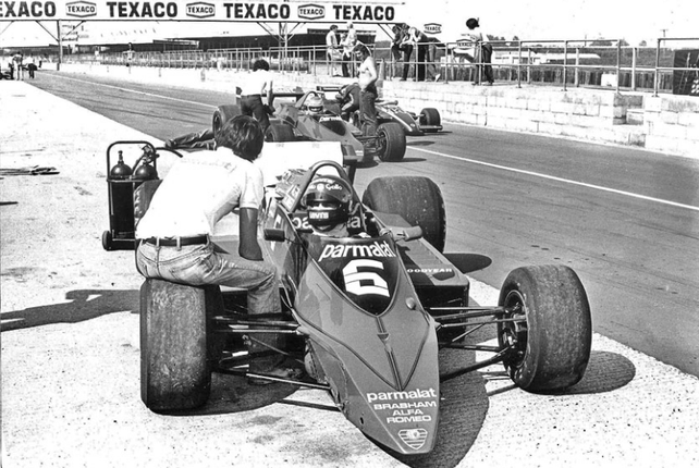 El Brabham BT 48 con motor Alfa Romeo y el primer ensayo en Fórmula 1 del Colorado, en Silverstone. Con el número 6.
