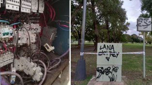 El tablero de iluminación vandalizado en el Parque Federal.