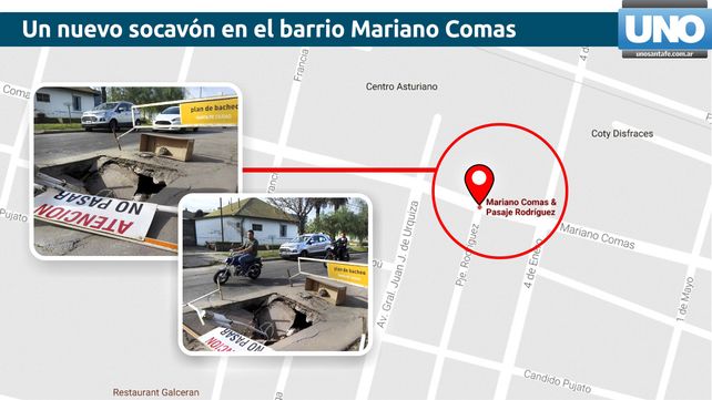 Un nuevo socavón preocupa a los vecinos de Mariano Comas