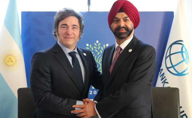 Javier Milei junto a Ajay Banga