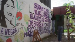 En Canal Encuentro. Un mural sobre Micaela García, asesinada en 2017.