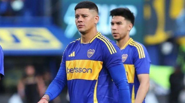 Marcos Rojo en el clásico que se disputó en La Bombonera.