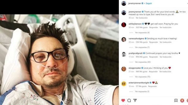 Jeremy Renner sorprendió con un mensaje tras sufrir un grave accidente