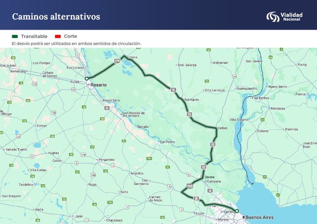 Advierten que la autopista Rosario-Buenos Aires seguirá cortada al menos hasta este martes al mediodía