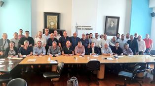 Unidos por la AFA. Mario Giammaría, junto a los dirigentes del Consejo Federal, se reunieron el pasado miércoles para dar el apoyo a Chiqui Tapia. &nbsp; &nbsp;