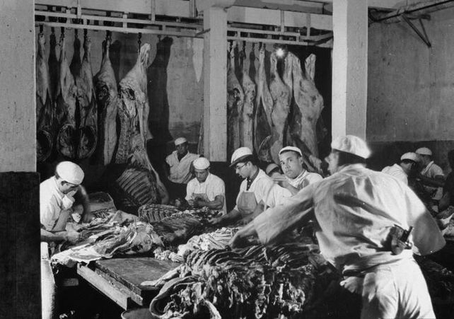 Trabajadores del frigorífico Swift en 1941.