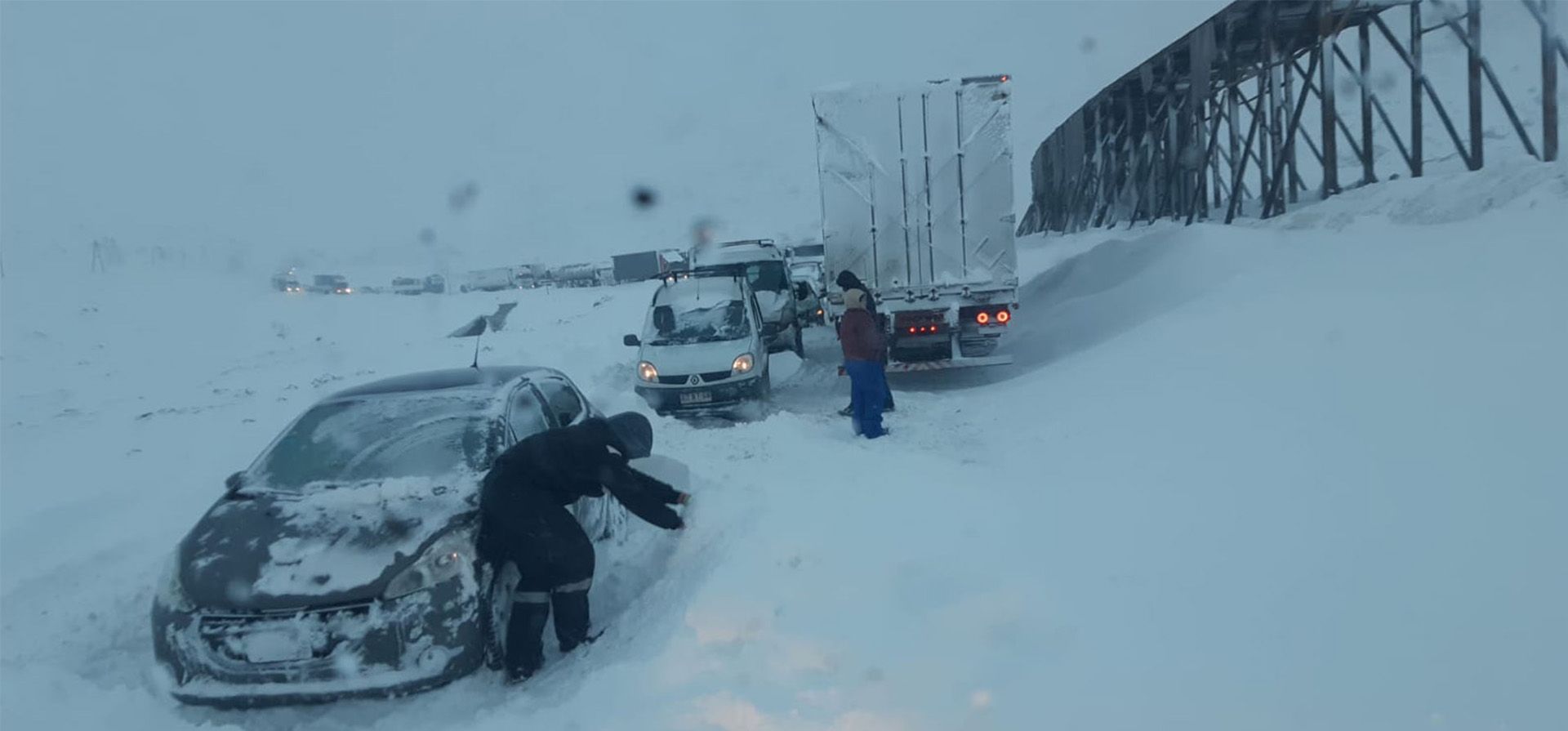 Imágenes del intenso temporal de nieve en la Cordillera de los Andes