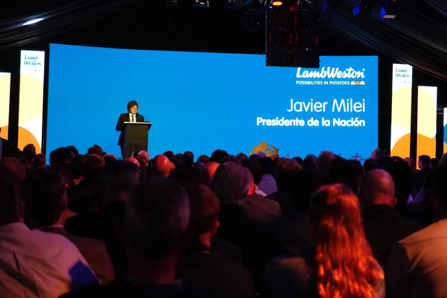 Javier Milei encabezó la inauguración de la fábrica de la empresa de capitales estadounidenses Lamb Weston.