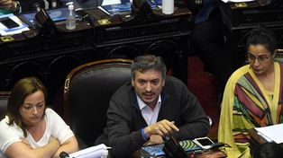 El diputado Máximo Kirchner durante su discurso de este viernes.&nbsp;